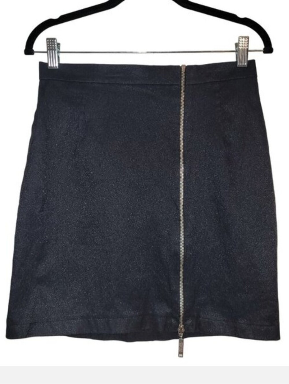 Versace Jeans Couture Shimmer Stretch Asymmetrical Zip Mini Skirt 46